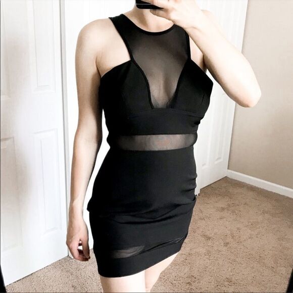 NBD Mesh Bodycon Mini Dress Sleeveless Black S - Picture 4 of 10